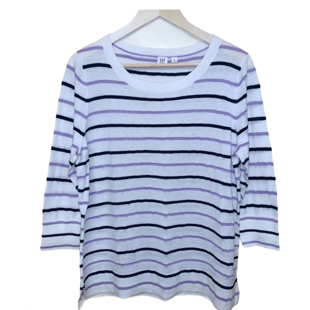 EUC GAP Striped Purple Metallic Pullover Sweater